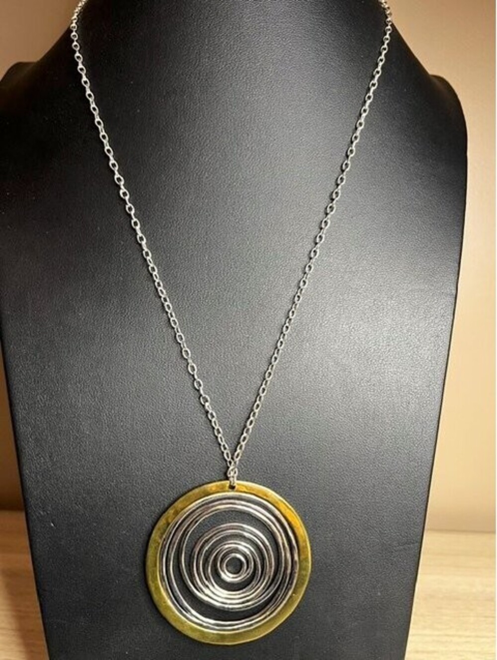 B6559 RLM STUDIO Concentric Circles Pendant Necklace Sterling Silver Brass 18.6g